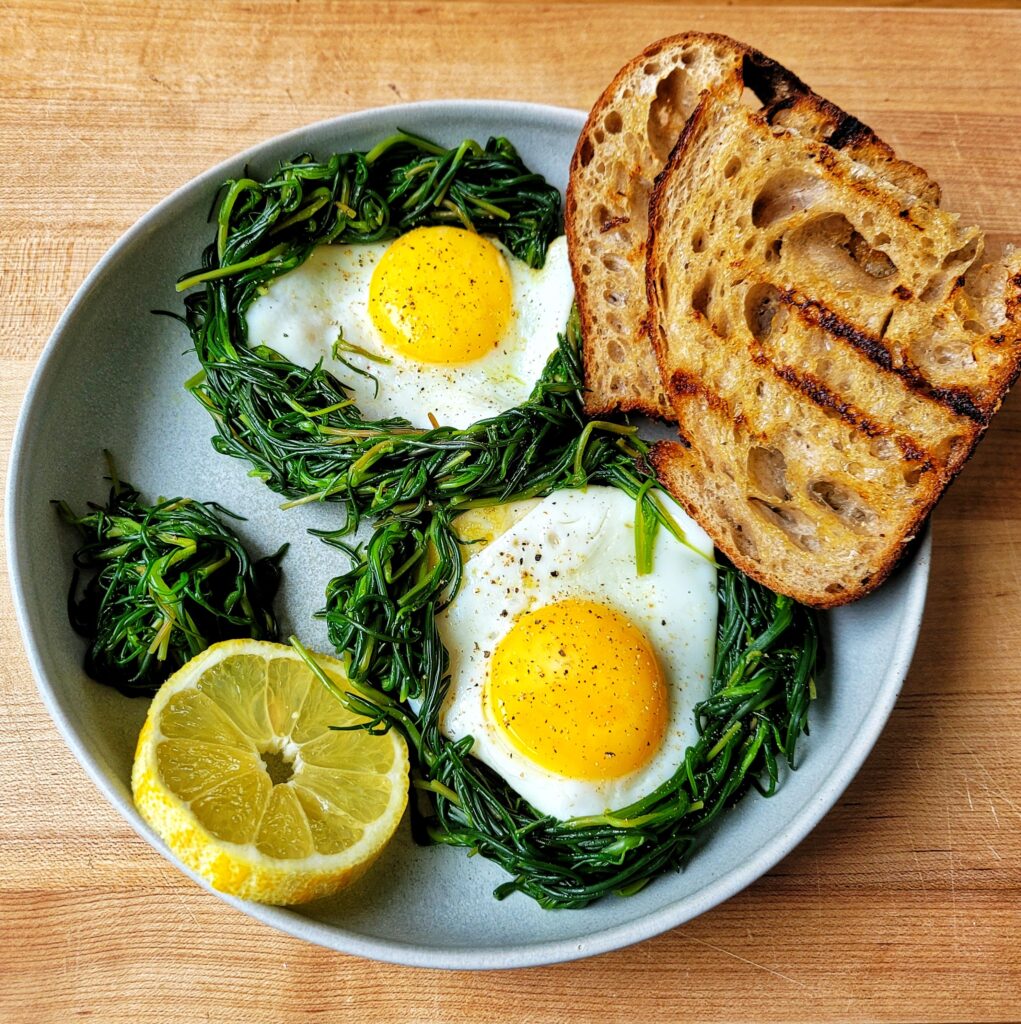 agretti + eggs seasonal dish