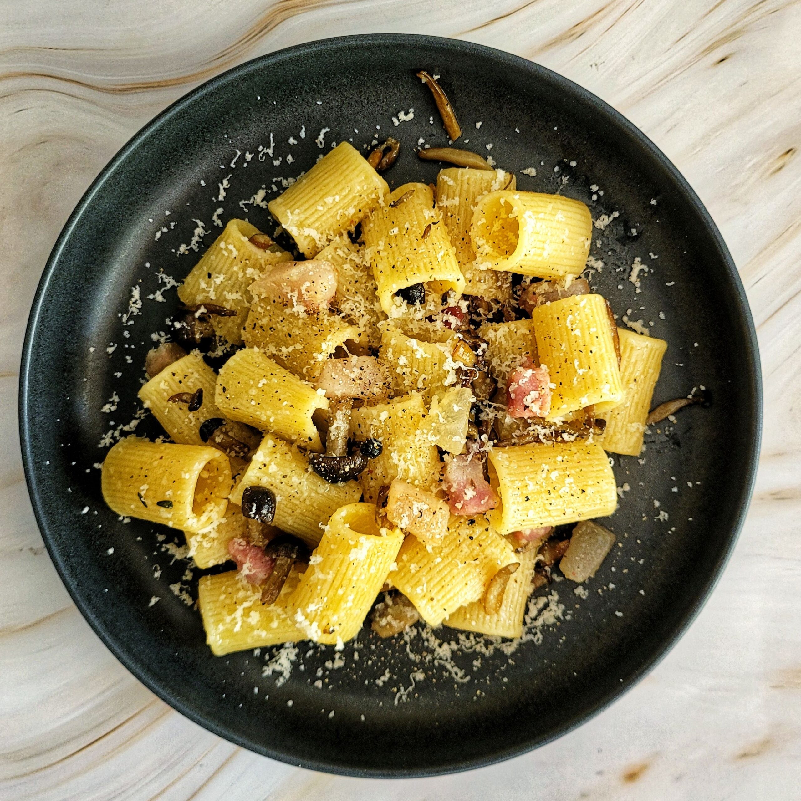 Pasta with Mushrooms & Guanciale - the-balanced-plate