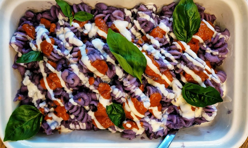 pasta with purple cabbage sauce