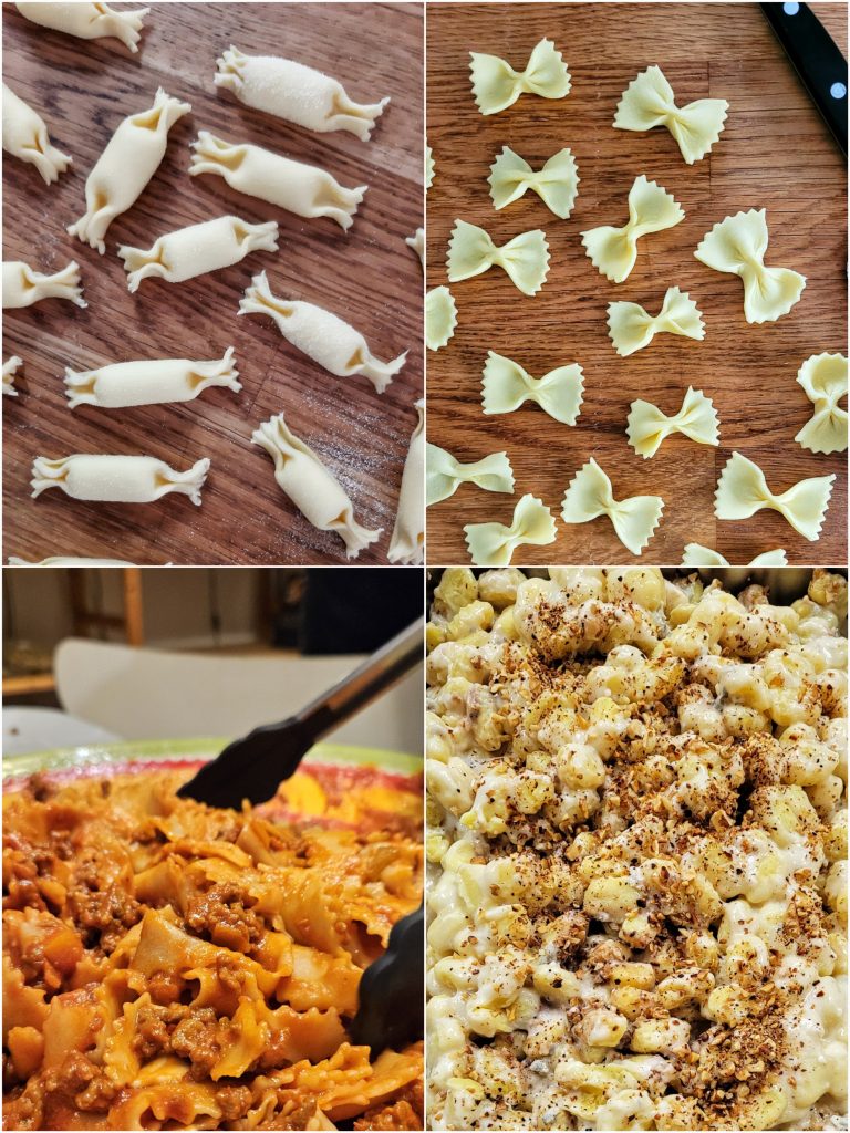 different pasta shapes and sauces